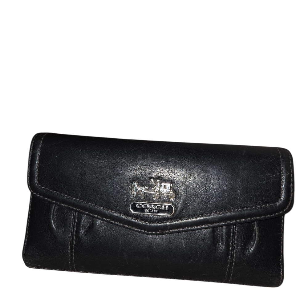 Coach Black Leather Women's Trifold Wallet